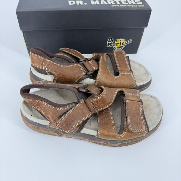 DR. MARTENS 8B38 BROWN LEATHER CROSSOVER FISHERMAN SANDALS SIZE 8 Men’s 9 Women main image 9